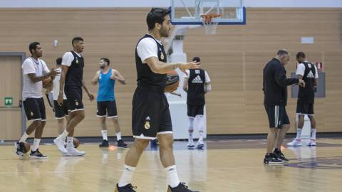 Campazzo, en el entrenamiento del Real Madrid. Campazzo, en el entrenamiento del Real Madrid.