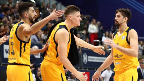 Anthony Gill, Jonas Jerebko y Alexey Shved, tres de las figuras del Khimki. Anthony Gill, Jonas Jerebko y Alexey Shved, tres de las figuras del Khimki.